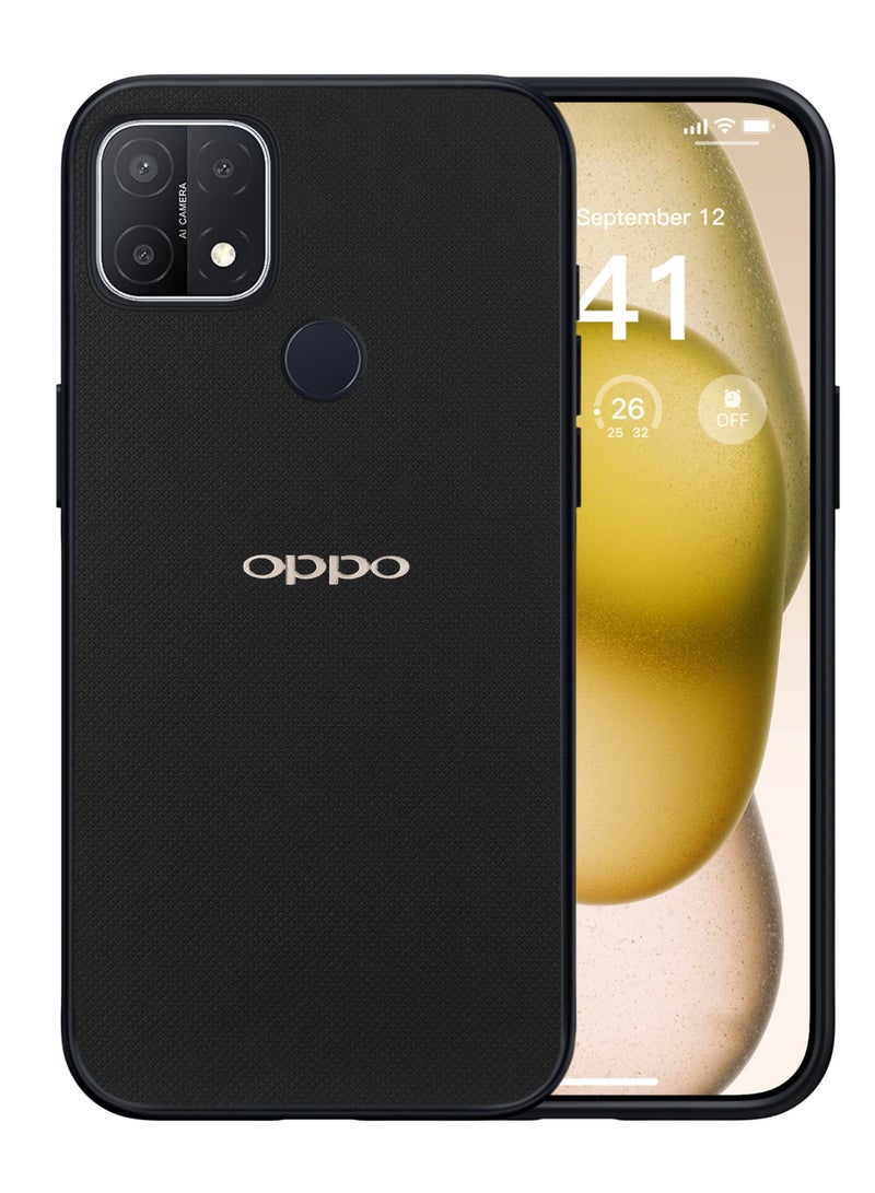 Compatible with Oppo A15/A15S Case Dual Layer Heavy Duty Cell Phone Protective Cover Shockproof Rugged with Non-Slip Textured - Black