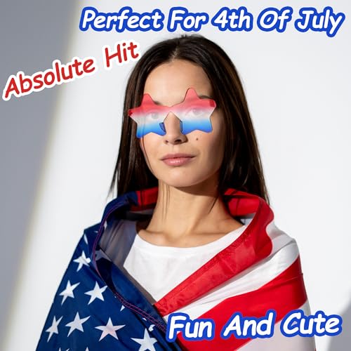 ILHSTY 2 Pair Star Sunglasses for Women Men, Patriotic Rimless Star Shaped Sunglasses USA Red White Blue Accessories for Memorial Day 4th of July Beach Pool Birthday Party Favor (Red White Blue) - Image 5