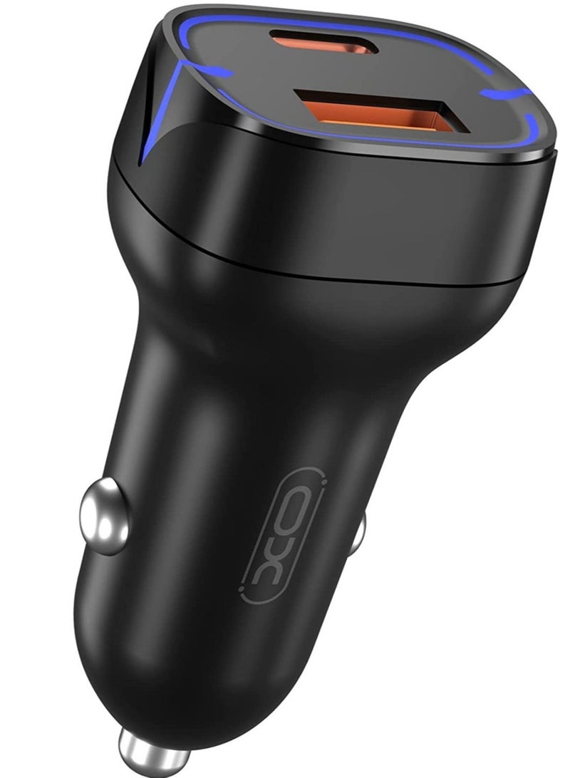 XO CC37 20W PD+QC Quick Charger Dual USB Fast Charging Car Power Adapter for 13 Pro/13 Pro Max/13/13 mini/12 Pro Max/11Pro Max, ,Galaxy S20 S10,etc. (White) - Image 2