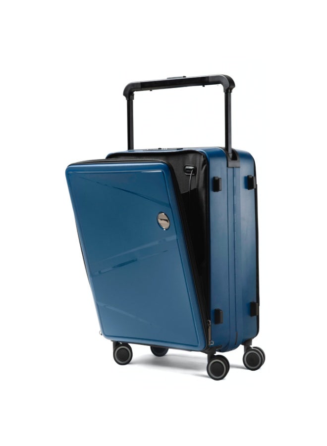 TEREPLUS® Carry On 20-inch Luggage Travel Suitcase with Dual Front Open Laptop Compartment Wide Handle Silent Wheels USB Port Charging - Image 1