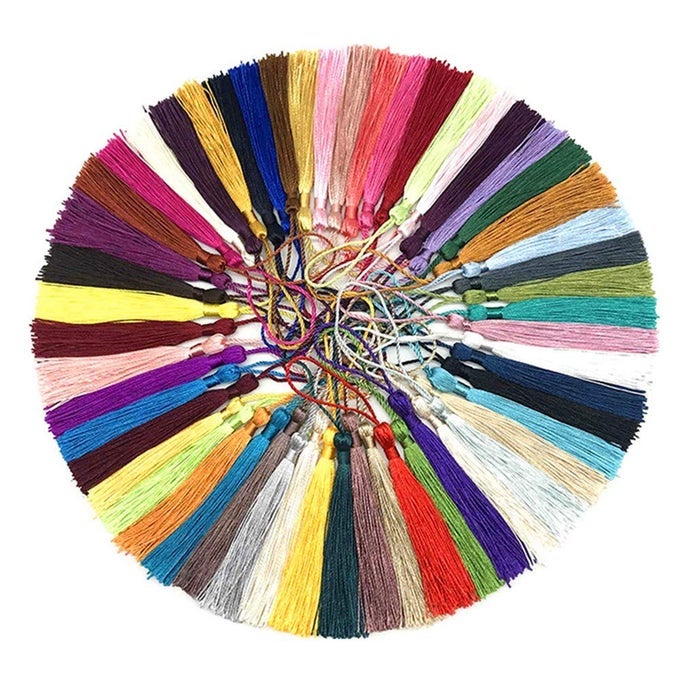 120 PIECES 5INCH SILK FLOSS TASSELS WITH HANG LOOPS MINI TASSELS MALA TASSEL KITS FOR BOOKMARKS EARRING JEWERLY MAKING BELT CLOTHING CURTAIN DECORATIONS MULTI