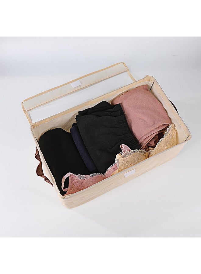 HOUSE OF QUIRK House of Quirk Durable Linen Closet Organizers and Foldable Flip Storage Baskets, Rectangle Storage Boxes for Pants, Jeans, Shirt, Sweaters,Socks (Pack 3, Beige) - Image 5