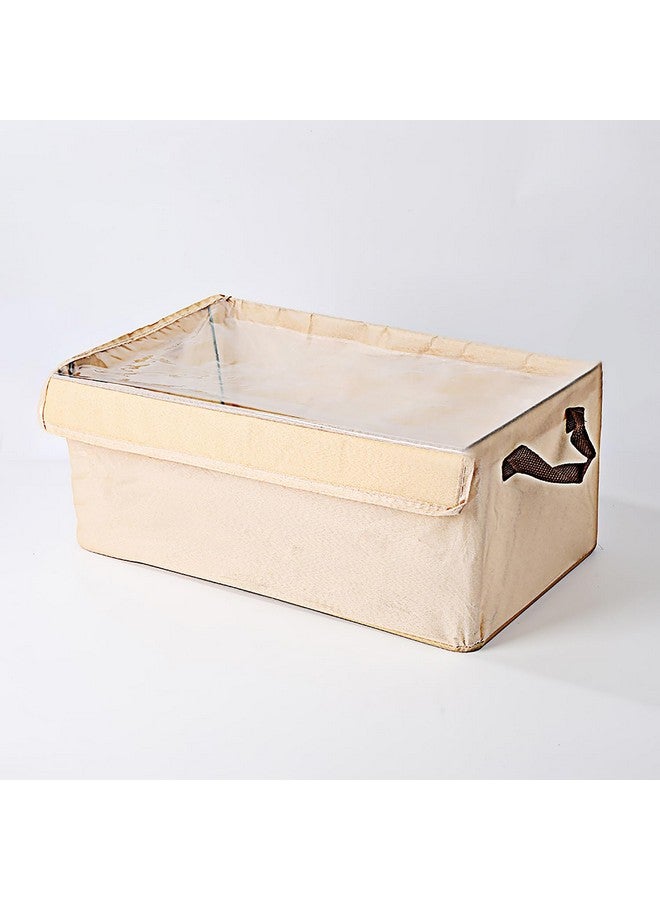 HOUSE OF QUIRK House of Quirk Durable Linen Closet Organizers and Foldable Flip Storage Baskets, Rectangle Storage Boxes for Pants, Jeans, Shirt, Sweaters,Socks (Pack 3, Beige) - Image 2