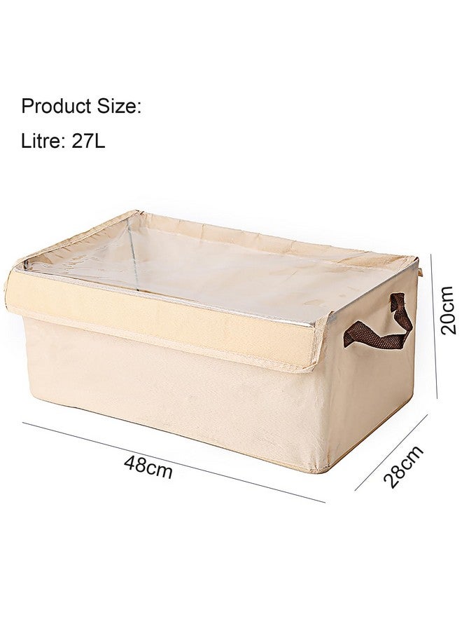 HOUSE OF QUIRK House of Quirk Durable Linen Closet Organizers and Foldable Flip Storage Baskets, Rectangle Storage Boxes for Pants, Jeans, Shirt, Sweaters,Socks (Pack 3, Beige) - Image 3