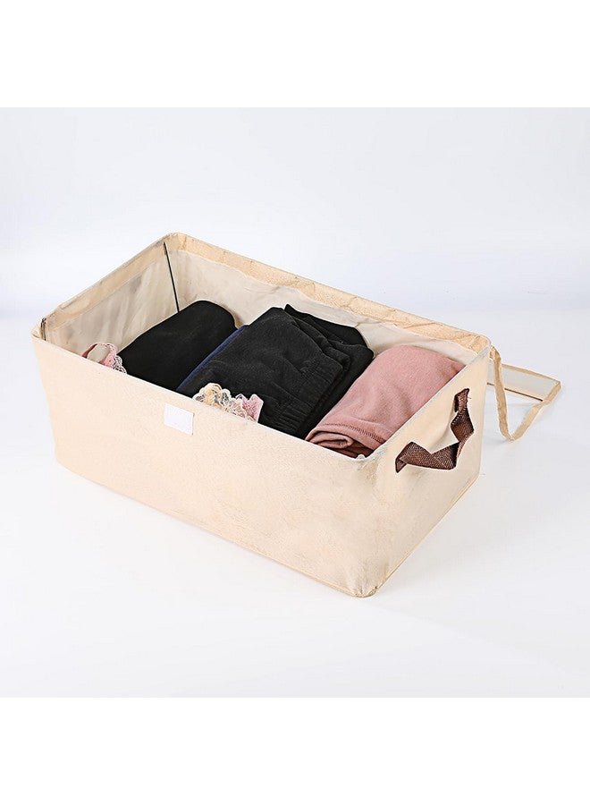 HOUSE OF QUIRK House of Quirk Durable Linen Closet Organizers and Foldable Flip Storage Baskets, Rectangle Storage Boxes for Pants, Jeans, Shirt, Sweaters,Socks (Pack 3, Beige) - Image 4