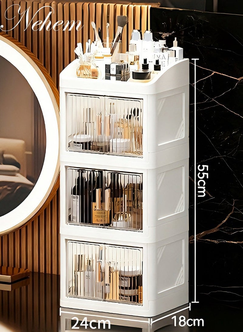 nehem Foldable Makeup small organizer & Perfume Organizer - Large Capacity Home Pharmacy Storage Box, Dust-Proof Desktop Organizer for Lipstick, Masks, Jewelry | Space-Saving Cosmetic & Accessories Holder - Image 2