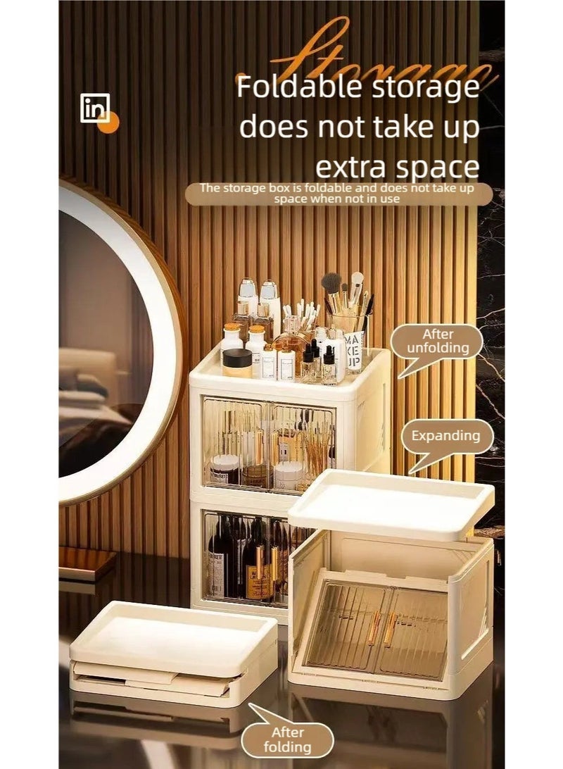 nehem Foldable Makeup small organizer & Perfume Organizer - Large Capacity Home Pharmacy Storage Box, Dust-Proof Desktop Organizer for Lipstick, Masks, Jewelry | Space-Saving Cosmetic & Accessories Holder - Image 3