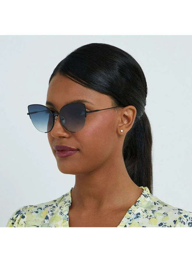 30Sundays COLETTE - La French Collection Women Blue Sunglasses - Frame Material: Metal - Lens Color: Blue- Frame Color: Black - Full Rim