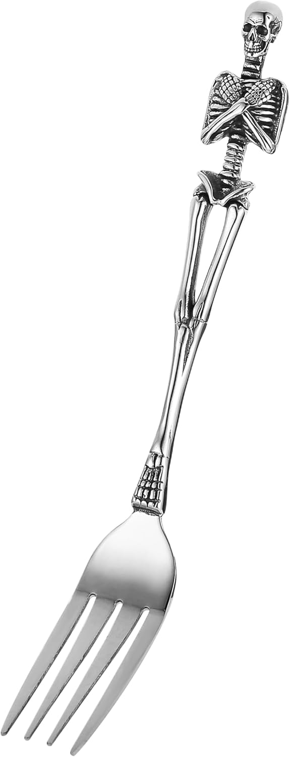 HZMAN Dinner Fork Stainless Steel Flatware Fork Gothic Skull Tableware for Home Kitchen Restaurant Halloween Easter Decoration - Image 1