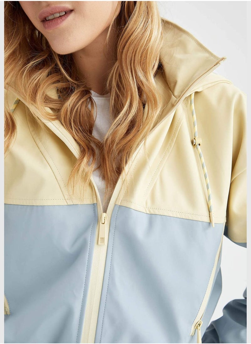DeFacto - Long Sleeve Colour Block Front Zip Raincoat - Image 1