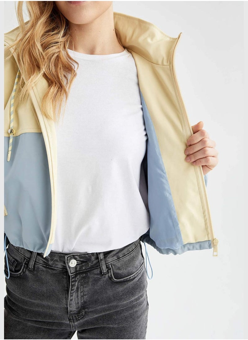 DeFacto - Long Sleeve Colour Block Front Zip Raincoat - Image 1