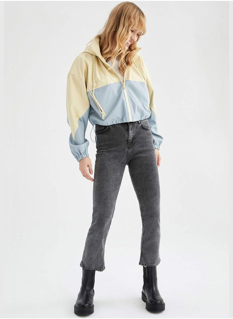 DeFacto - Long Sleeve Colour Block Front Zip Raincoat - Image 1