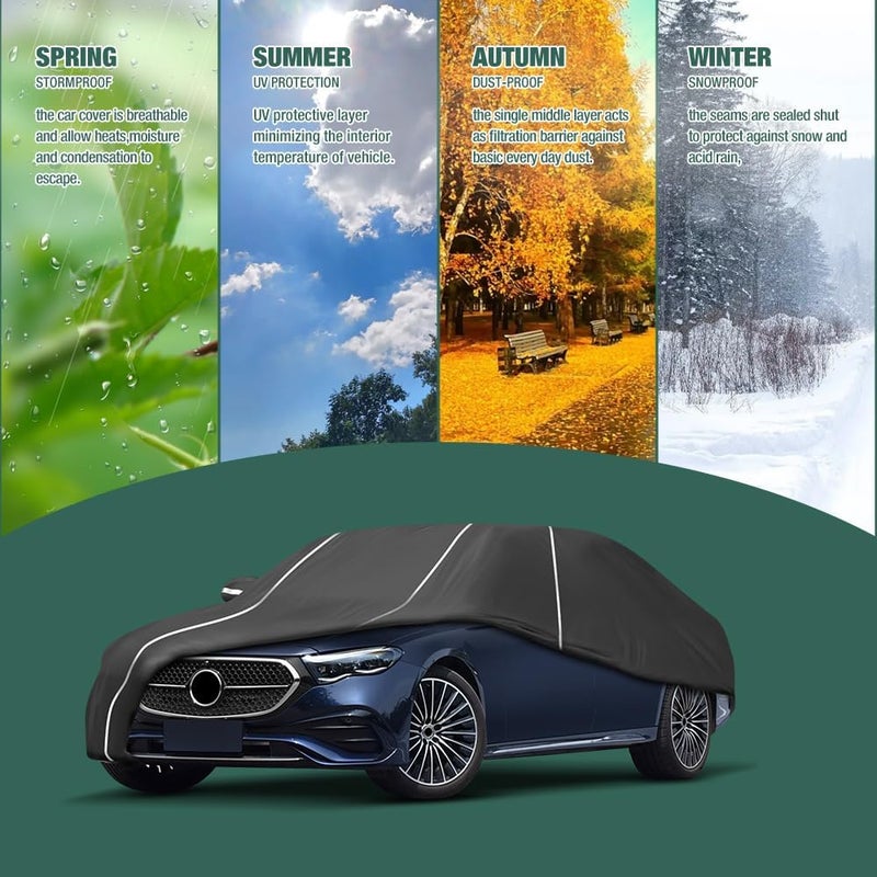 BERKSYDE Waterproof Car Cover for Mercedes Benz E-Class Sedan 2006-2024 with Fluorescent Strips - Image 5