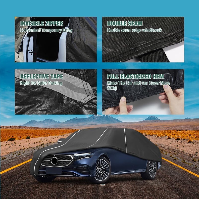 BERKSYDE Waterproof Car Cover for Mercedes Benz E-Class Sedan 2006-2024 with Fluorescent Strips - Image 3