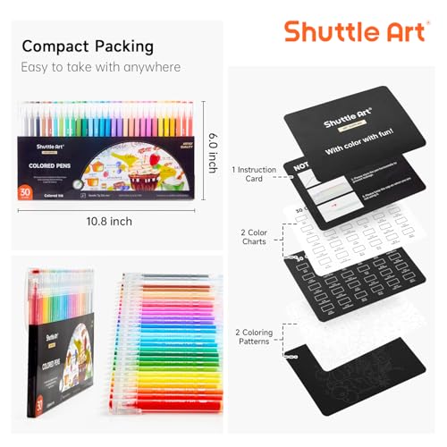 Shuttle Art 30 Colors Cute Journal Pens 06mm Fine Point Colored Gel Pens for Black Paper Adult Coloring Writing Drawing Journaling Note Taking School Office Home - Image 3