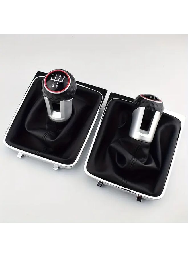 Black 5 Speed Gear Shift Knob with Boot Gaiter For VW Passat B6 - Image 4