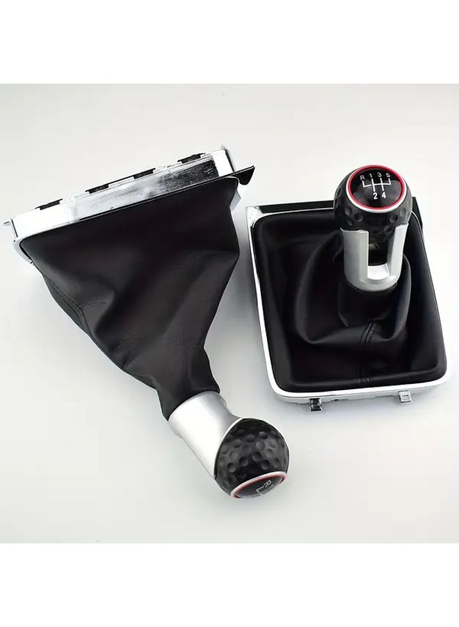 Black 5 Speed Gear Shift Knob with Boot Gaiter For VW Passat B6 - Image 5