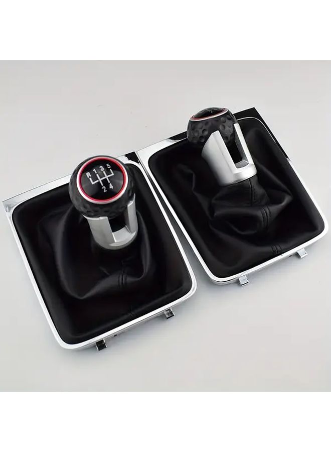 Black 5 Speed Gear Shift Knob with Boot Gaiter For VW Passat B6 - Image 3