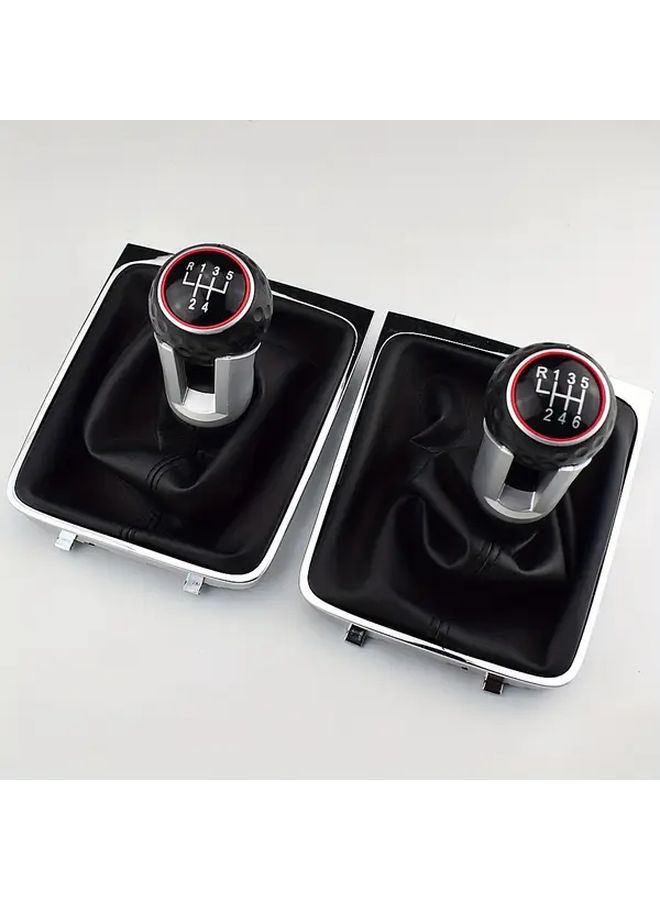 Black 5 Speed Gear Shift Knob with Boot Gaiter For VW Passat B6 - Image 2