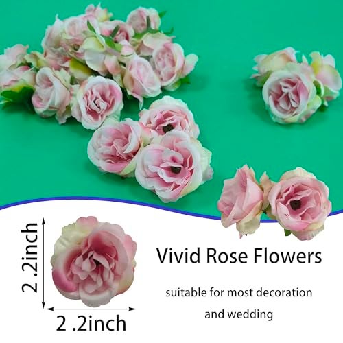 ATFL 2.2''Artificial Satin Rose Flower Heads,80Pcs Silk Rose Heads Bulk,Pink Rose Artificial Flowers Bulk,Artificial Stemless Rose Flower Heads for DIY Crafts Bouquet (80, Pink) - Image 3