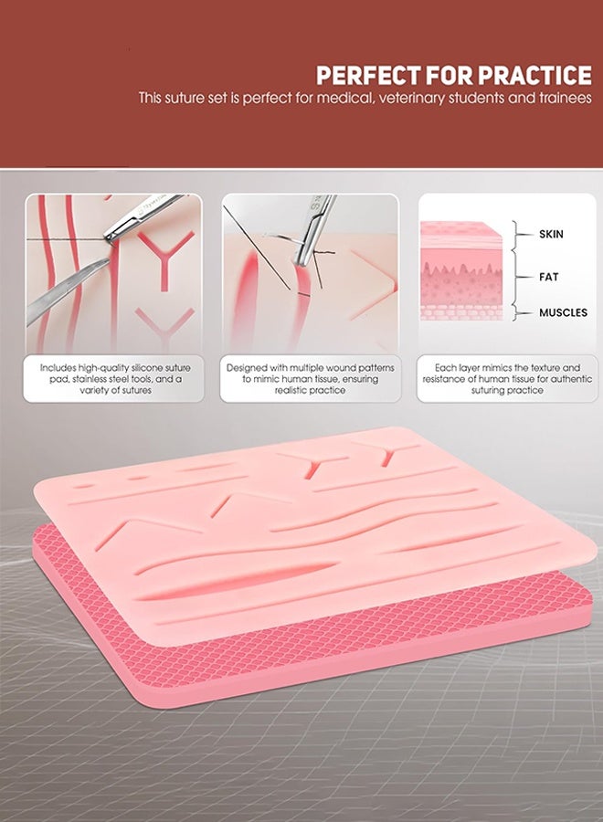 Suture Kit for Medical Student, Complete Suture Practice Kit with Skin Pad, Medical Suture Pad Kit with Training Sutures for Vet School Students (Includes Tools) - Image 3
