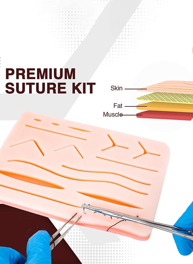Suture Kit for Medical Student, Complete Suture Practice Kit with Skin Pad, Medical Suture Pad Kit with Training Sutures for Vet School Students (Includes Tools) - Image 5