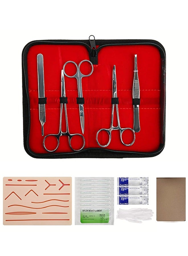 Suture Kit for Medical Student, Complete Suture Practice Kit with Skin Pad, Medical Suture Pad Kit with Training Sutures for Vet School Students (Includes Tools) - Image 1