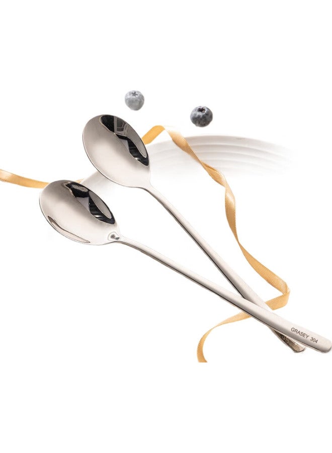 GRASEY 304 Stainless Steel Spoon Set Of 2, Large Soup Ladle And Round Spoon For Home Use Gy8663 - Image 1