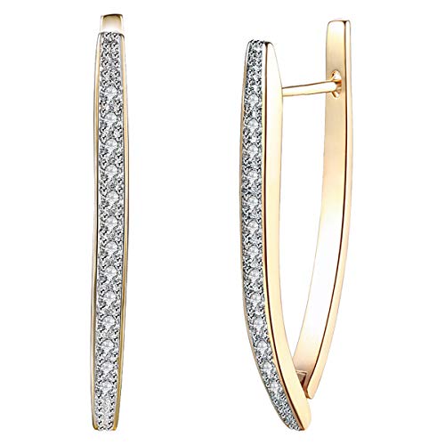 GSLAOZ 14K Gold Plated Cubic Zirconia Hoop Earrings For Women Men Fashion CZ Earrings - Image 1