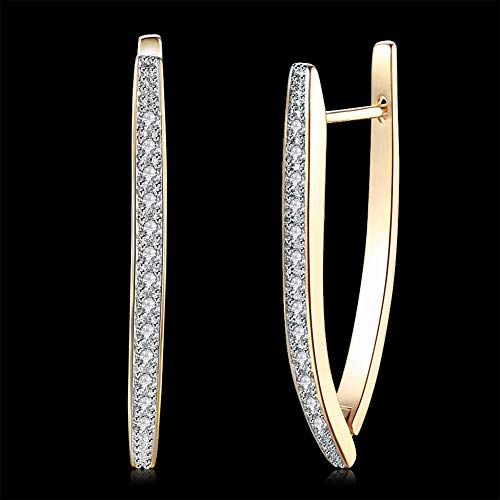 GSLAOZ 14K Gold Plated Cubic Zirconia Hoop Earrings For Women Men Fashion CZ Earrings - Image 4