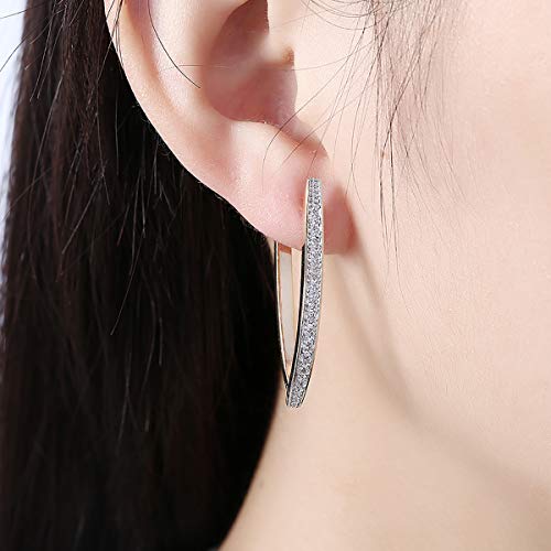 GSLAOZ 14K Gold Plated Cubic Zirconia Hoop Earrings For Women Men Fashion CZ Earrings - Image 2