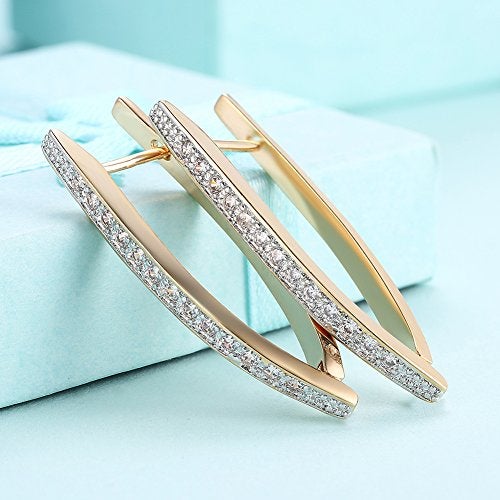 GSLAOZ 14K Gold Plated Cubic Zirconia Hoop Earrings For Women Men Fashion CZ Earrings - Image 5
