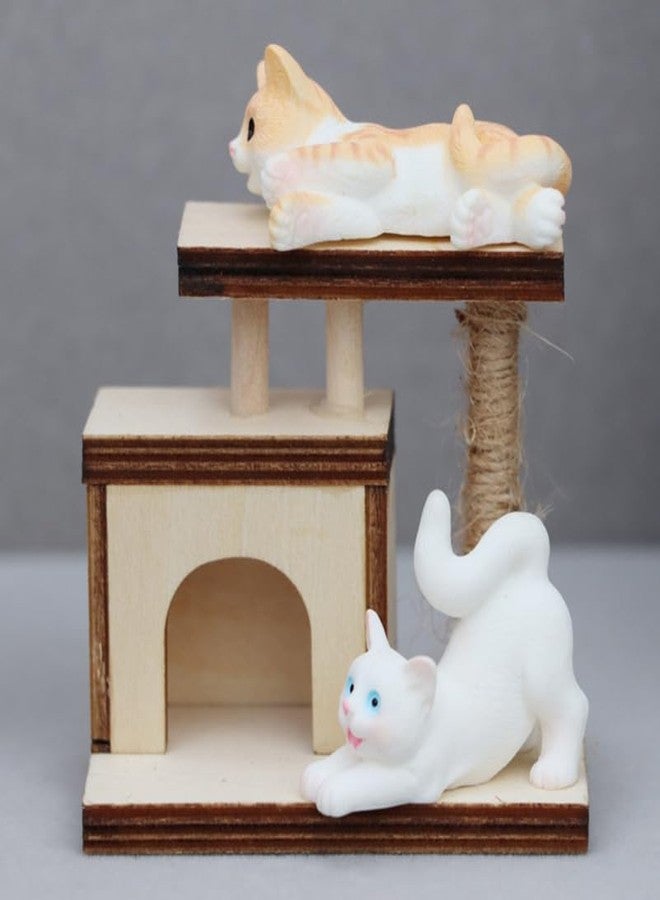 Vaguelly 2pcs Miniature Cat Trees Model for Doll House Furniture Wooden Accessories Scale Decor Unfinished Design Realistic Pet Room Layout - Image 2