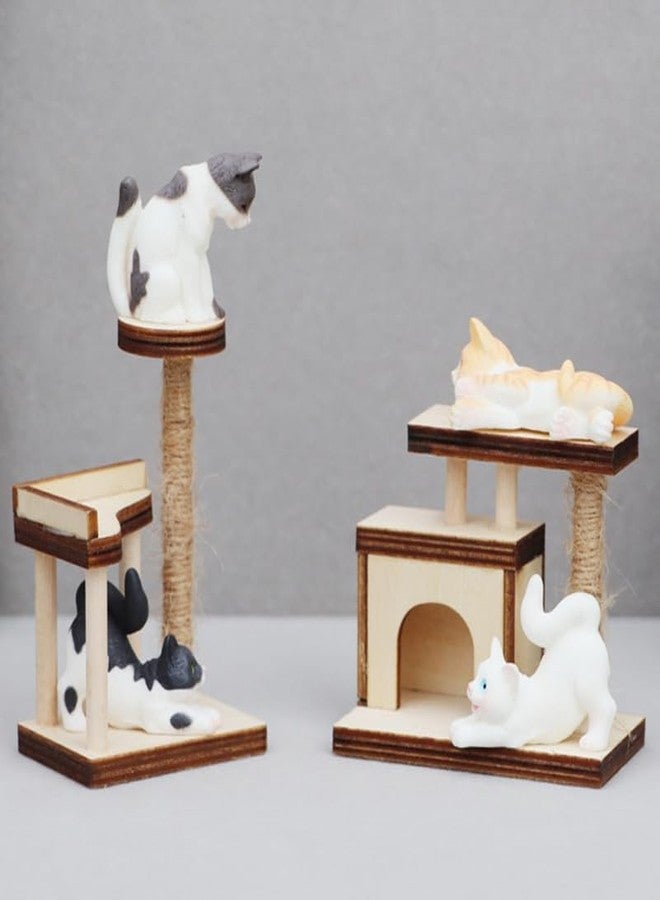 Vaguelly 2pcs Miniature Cat Trees Model for Doll House Furniture Wooden Accessories Scale Decor Unfinished Design Realistic Pet Room Layout - Image 4