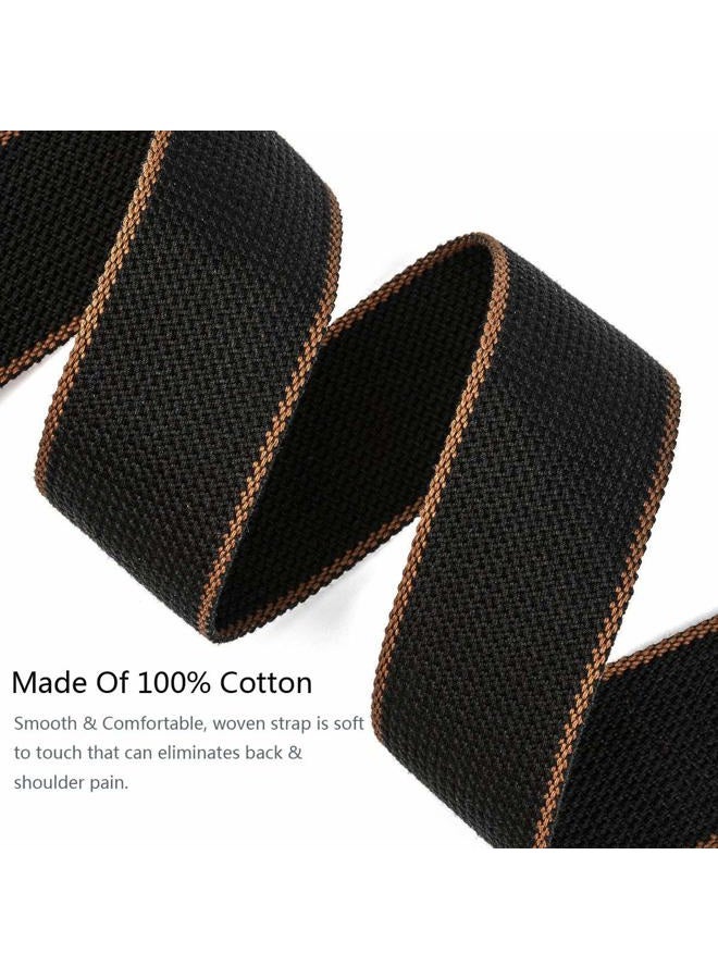 BestSounds Guitar Strap 100% Soft Cotton & Genuine Leather Ends Guitar Shoulder Strap With Guitar Strap Lock and Button Headstock Adaptor - Image 2