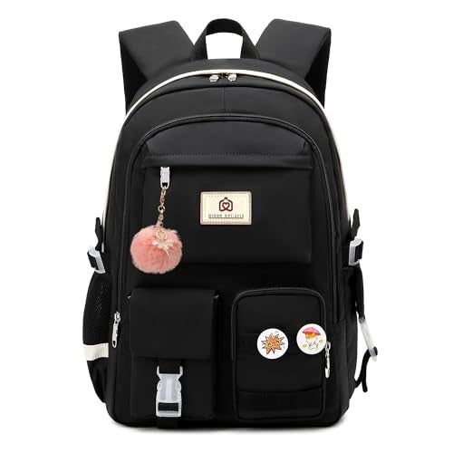 Hidds Laptop Backpacks 15.6 Inch College Backpack Elementary Middle High School Bag Large Cute Bookbags Anti Theft Travel Back Pack Casual Daypack Kids Book Bag for Teens Girls Women Students (Black) - Image 1