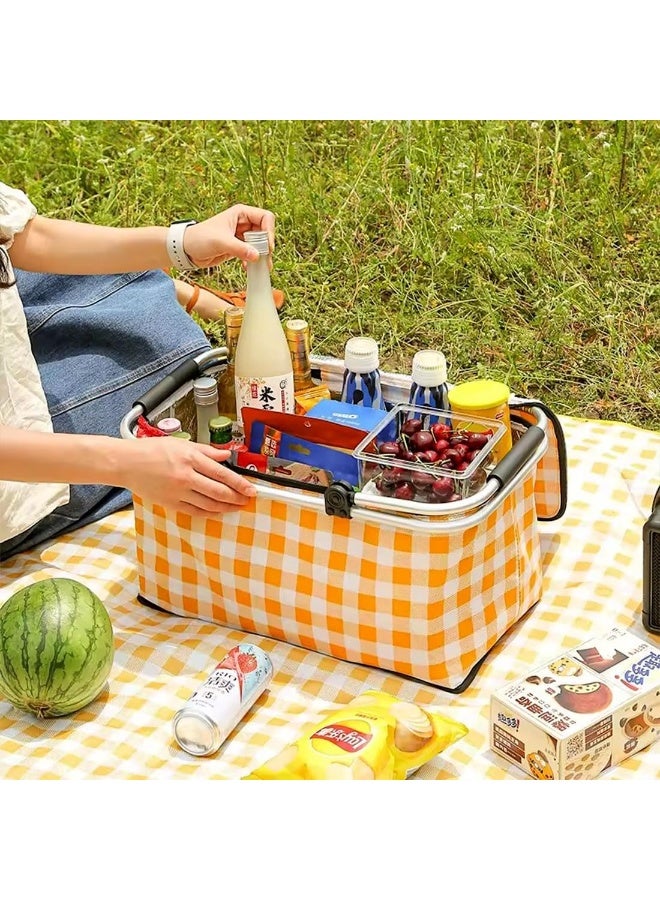حقيبة نزهة حرارية معزولة قابلة للطي – 35 لتر | حقيبة تسوق كبيرة محمولة، مع سحاب، مثالية للنزهات والسفر والتخييم والأنشطة الخارجية - Image 5