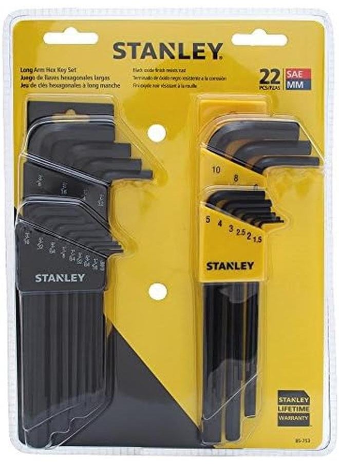 Stanley - Hex Key Set Long Arm Sae And Mm 22 Piece 85 753 - Image 1