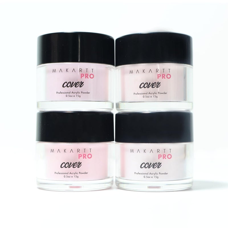 MakarttPro Acrylic Powder Set - 4 Colors 0.5oz Cover Powders for Nail Extension, Sculpting & Overlay - Cool Tone Collection for Professionals (Pink Essentials) - Image 1