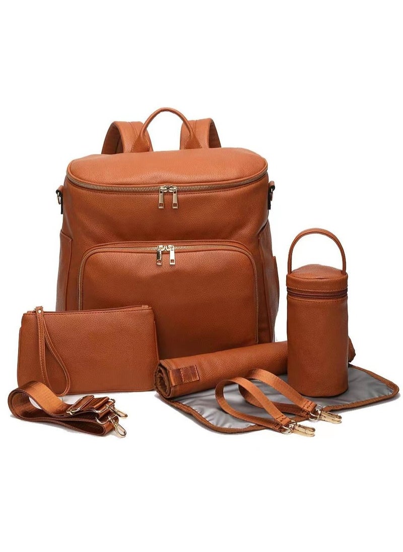 Set of 4 PU Multi-Functional Large Capacity Durable Waterproof Fashionable Travel and comfortable Baby Nappy Diaper Bag-Brown - pzsku/Z67AF9BD8F72CB986D08DZ/45/_/1685695566/28125554-7679-405f-92bf-154ba42dd598