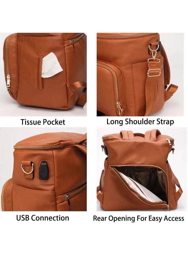 Set of 4 PU Multi-Functional Large Capacity Durable Waterproof Fashionable Travel and comfortable Baby Nappy Diaper Bag-Brown - pzsku/Z67AF9BD8F72CB986D08DZ/45/_/1685695568/e0450cc6-8858-4340-9657-1b7fa49d0e58