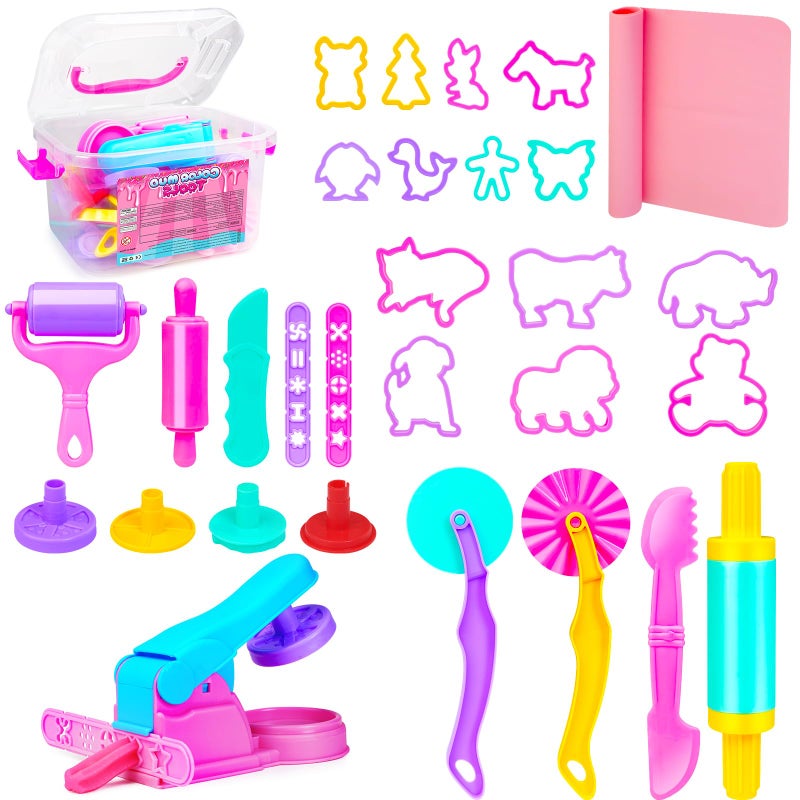 Toyze Playdough Tool Sets for Kids30 Pieces Playdough Accessories with Rolling Pin Mat Storage BoxArts Crafts for Kids Age 2468Party Pack Dough Toys Gifts for Girls Boys Birthday Christmas Stockings - Image 2