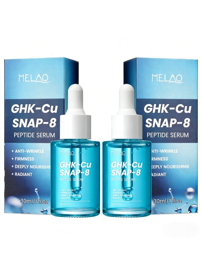 ميلاو عبوة من قطعتين من سيروم GHK-Cu SNAP-8 الببتيدي - سيروم للوجه مضاد للتجاعيد ومشدّ، يُصلح البشرة، يُغذيها بعمق، ويُضفي عليها إشراقة، مناسب لجميع أنواع البشرة، 30 مل. - Image 1