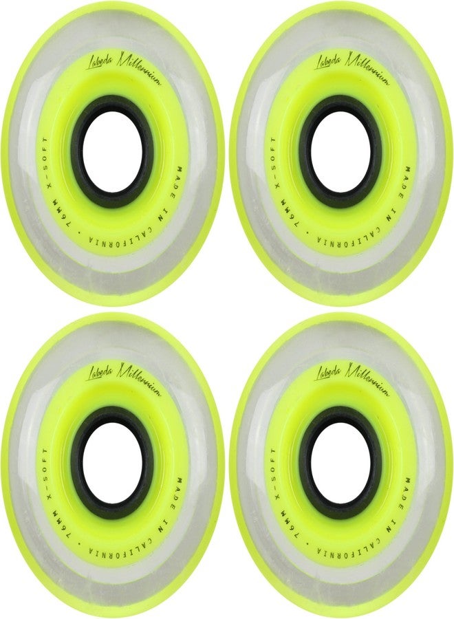 Labeda Inline Roller Hockey Skate Wheels Millennium Gripper Yellow 76mm Set of 4
