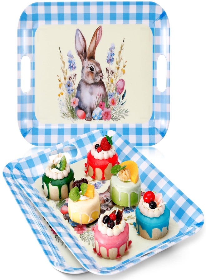 Tiangrid 3 Pack Easter Serving Trays and Platters 16 x 11 Inch Easter Bunny Plates Large Serving Platter Decoration for Food Dishes Charcuterie Board Rectangular Decor Tray Party Supplies(Blue) - Image 1