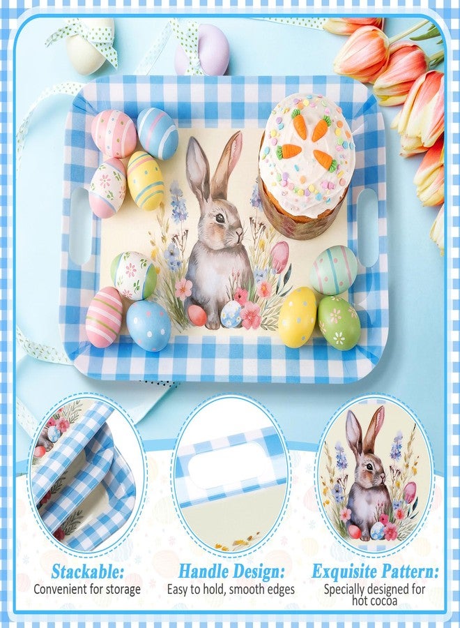 Tiangrid 3 Pack Easter Serving Trays and Platters 16 x 11 Inch Easter Bunny Plates Large Serving Platter Decoration for Food Dishes Charcuterie Board Rectangular Decor Tray Party Supplies(Blue) - Image 3