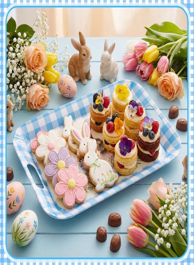 Tiangrid 3 Pack Easter Serving Trays and Platters 16 x 11 Inch Easter Bunny Plates Large Serving Platter Decoration for Food Dishes Charcuterie Board Rectangular Decor Tray Party Supplies(Blue) - Image 4