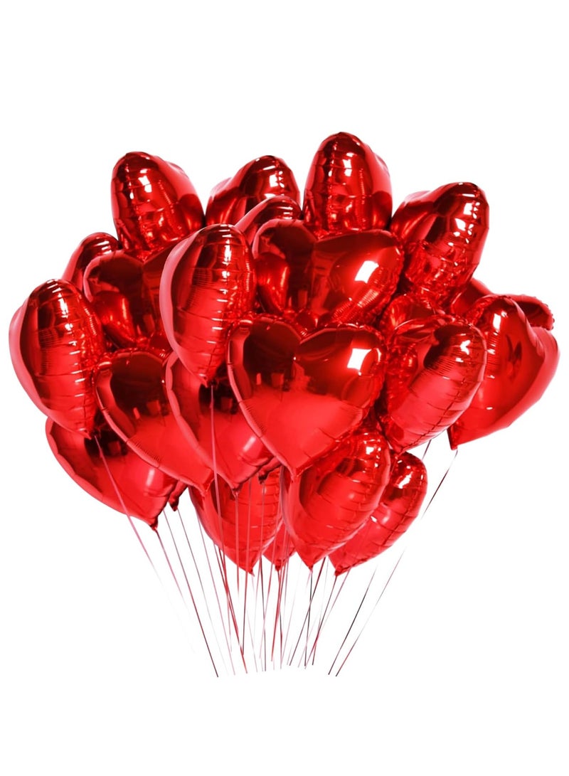 20PCS Red Heart Shape Balloons Aluminum Party Decoration Balloon Romantic Valentine's Day Balloons 18-Inch with Ribbon  - Image 1