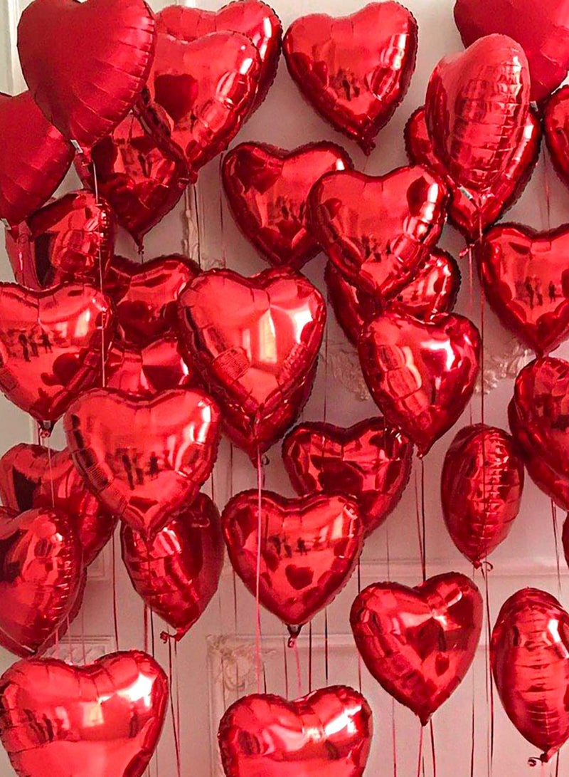 20PCS Red Heart Shape Balloons Aluminum Party Decoration Balloon Romantic Valentine's Day Balloons 18-Inch with Ribbon  - Image 2