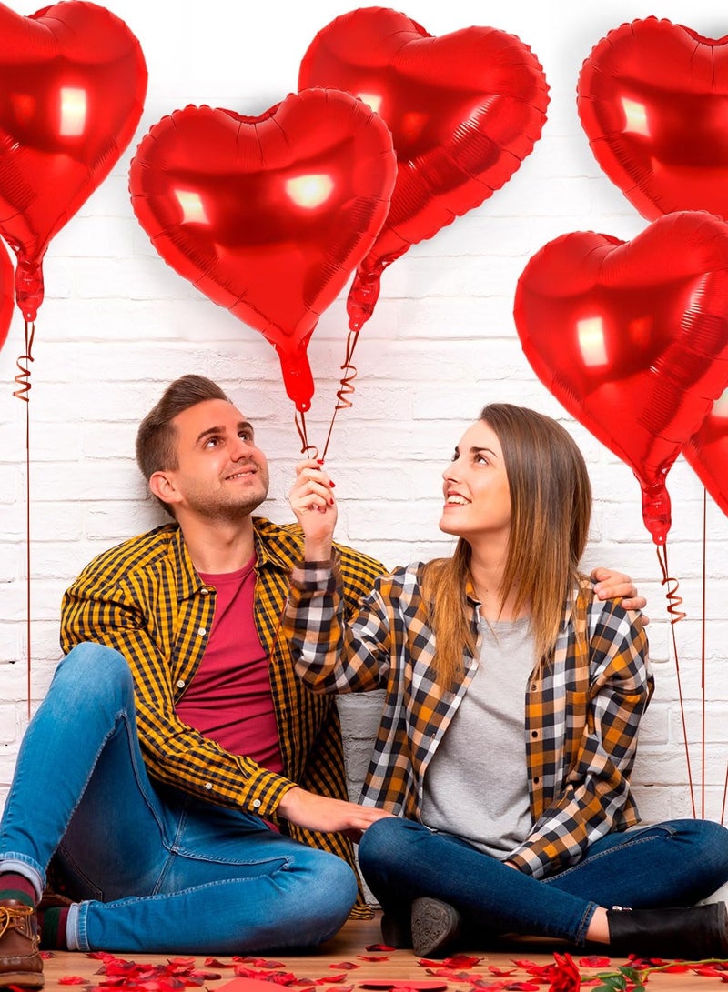 20PCS Red Heart Shape Balloons Aluminum Party Decoration Balloon Romantic Valentine's Day Balloons 18-Inch with Ribbon  - Image 5